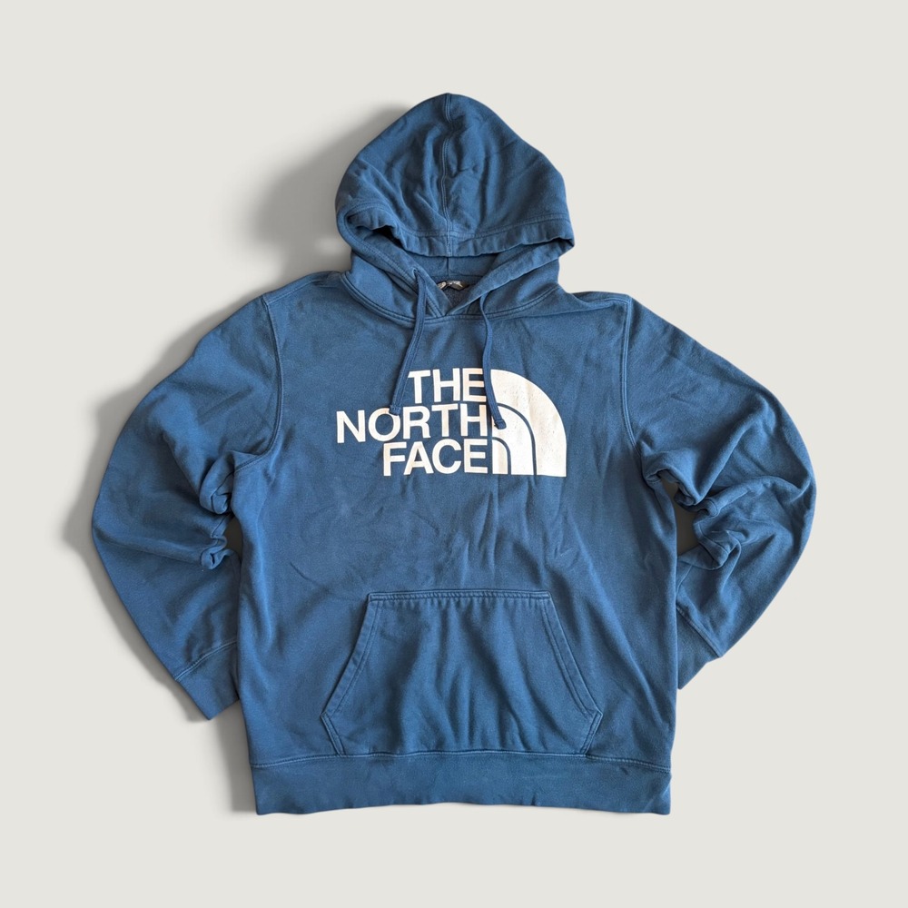 The North Face Mens Blue Graphic Logo Pullover Hoodie Sweatshirt Size M